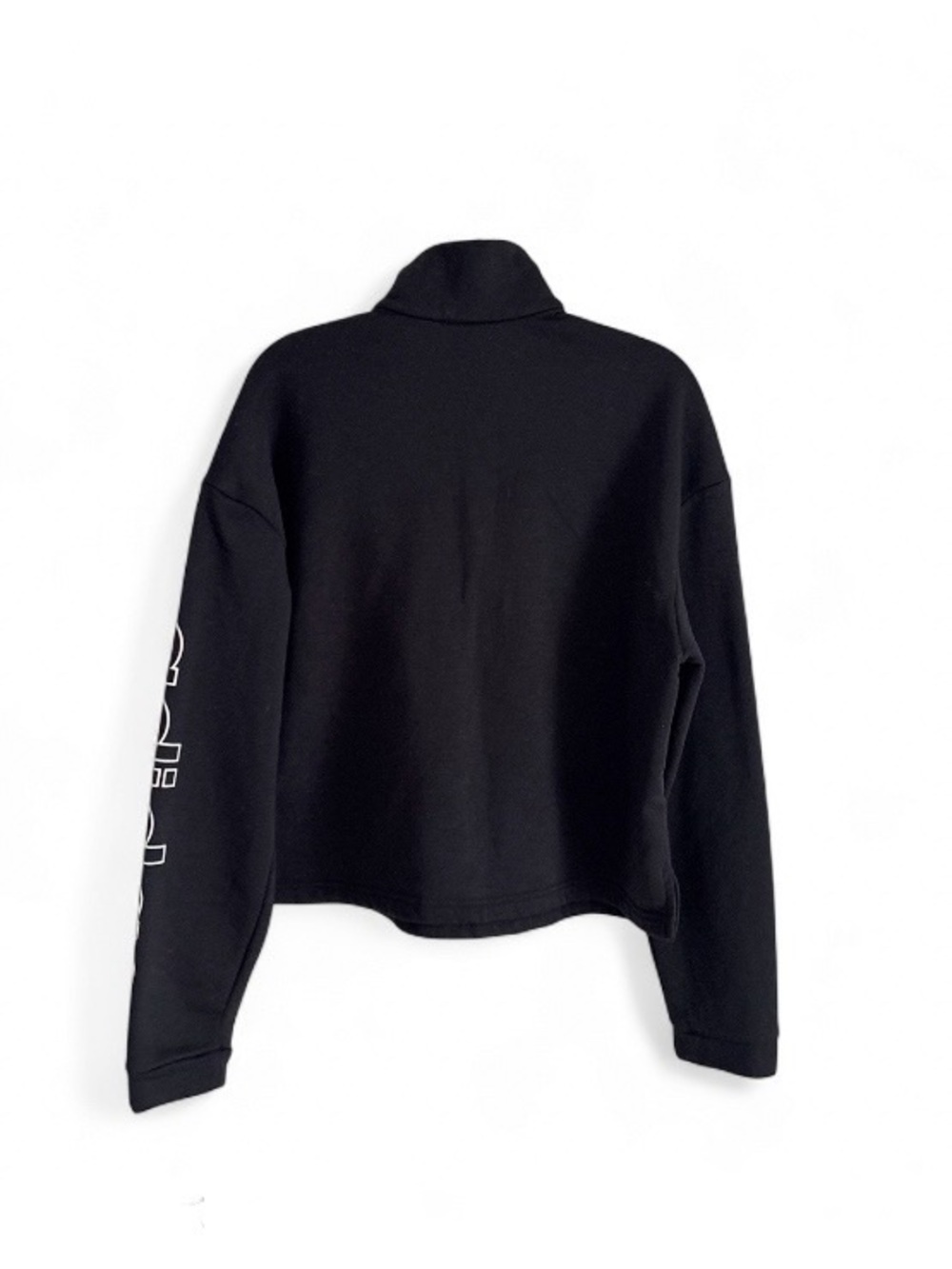 Adidas Essentials Black Cropped Quarterzip Sweatshirt Women’s Size XL Fleece - Picture 3 of 5